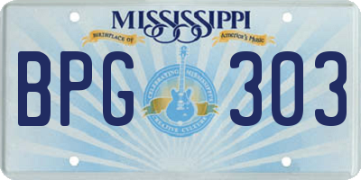 MS license plate BPG303