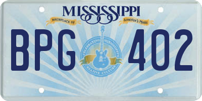 MS license plate BPG402