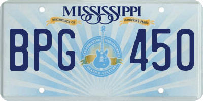 MS license plate BPG450