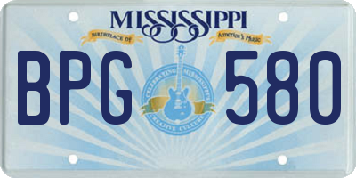 MS license plate BPG580