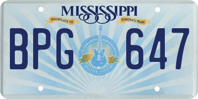 MS license plate BPG647
