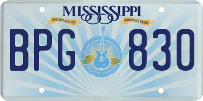 MS license plate BPG830