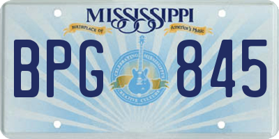 MS license plate BPG845