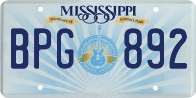 MS license plate BPG892