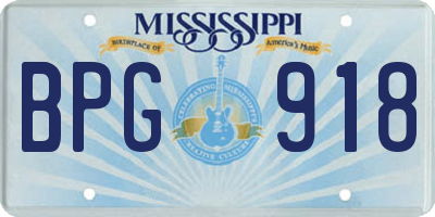 MS license plate BPG918