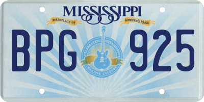 MS license plate BPG925
