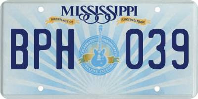 MS license plate BPH039