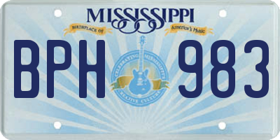 MS license plate BPH983