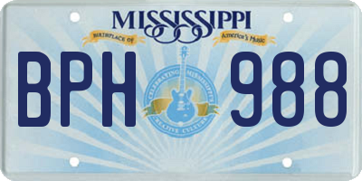 MS license plate BPH988