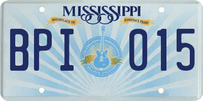 MS license plate BPI015