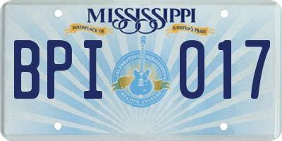 MS license plate BPI017