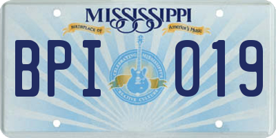 MS license plate BPI019