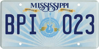 MS license plate BPI023