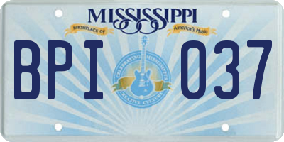 MS license plate BPI037