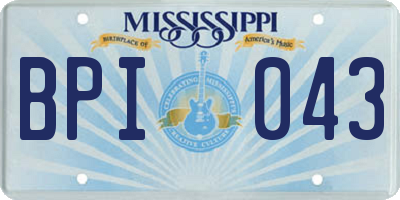 MS license plate BPI043