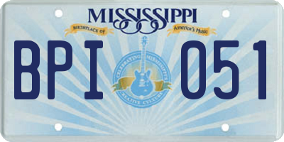 MS license plate BPI051