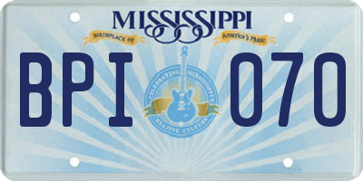 MS license plate BPI070