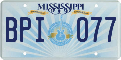 MS license plate BPI077