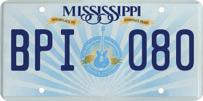 MS license plate BPI080