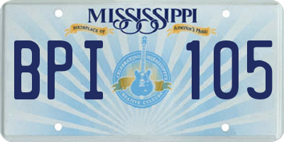MS license plate BPI105