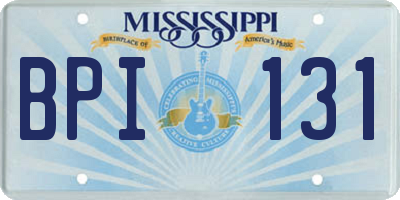 MS license plate BPI131