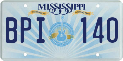 MS license plate BPI140