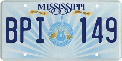 MS license plate BPI149