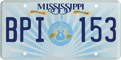MS license plate BPI153
