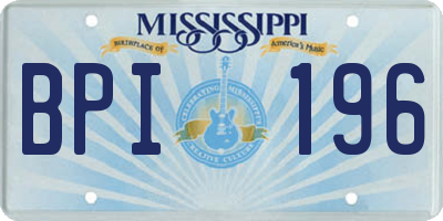 MS license plate BPI196