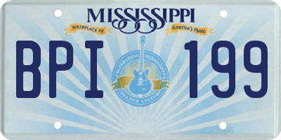 MS license plate BPI199