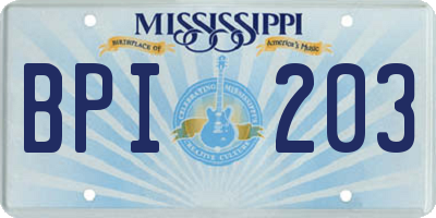 MS license plate BPI203