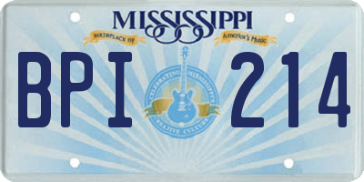 MS license plate BPI214