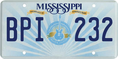 MS license plate BPI232
