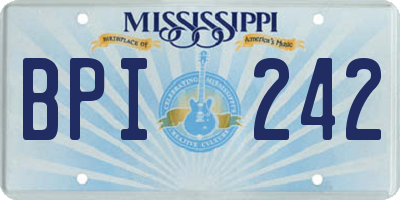 MS license plate BPI242