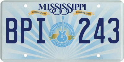 MS license plate BPI243