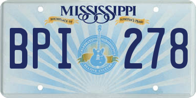 MS license plate BPI278
