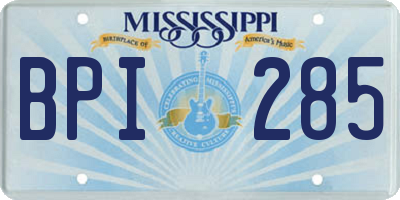 MS license plate BPI285