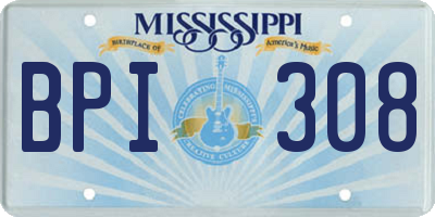 MS license plate BPI308