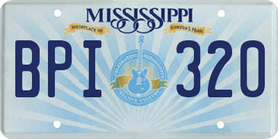 MS license plate BPI320
