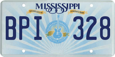 MS license plate BPI328