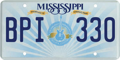 MS license plate BPI330