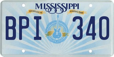 MS license plate BPI340