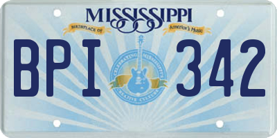 MS license plate BPI342