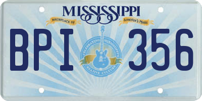 MS license plate BPI356