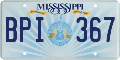 MS license plate BPI367