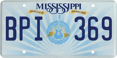 MS license plate BPI369