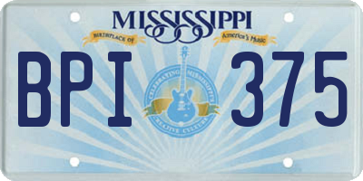 MS license plate BPI375