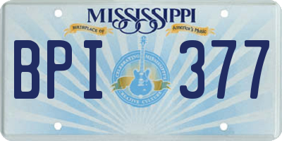 MS license plate BPI377