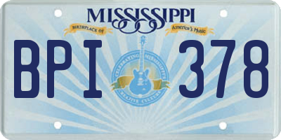 MS license plate BPI378