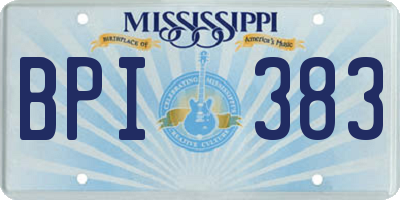 MS license plate BPI383